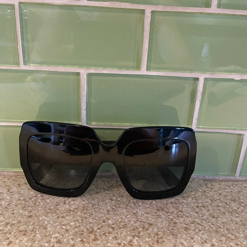 Gucci Black Square Frame Logo Sunglasses